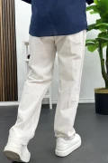 Erkek Pamuklu Keten Görünümlü Pantolon Kırık Beyaz Edw443