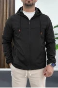 Erkek Yağmur ve Suya Dayanıklı Yağmurluk Mevsimlik Mont Siyah Edw084
