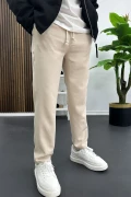 Erkek Düz Jogger Pantolon Krem Edw451