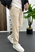 Erkek Düz Jogger Pantolon Krem Edw451