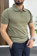 Erkek Polo Yaka Düz Tişört Açık Yeşil Edw455