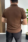 Erkek Çizgi Desenli Polo Yaka Kahverengi Edw458