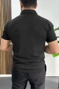Erkek Çizgi Desenli Polo Yaka Siyah Edw458
