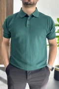 Erkek Desenli Polo Yaka Tişört Yeşil Edw460