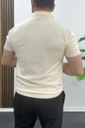 Erkek Açık Yaka Düz Tişört Krem Edw461