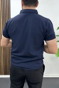 Erkek Nokta Desenli Polo Yaka Tişört Lacivert Edw462