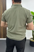 Erkek Nokta Desenli Polo Yaka Tişört Açık Yeşil Edw462