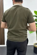 Erkek Yaka Detaylı Tişört Yeşil Edw463