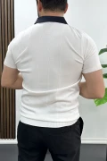 Erkek Yaka Detaylı Tişört Beyaz Edw463