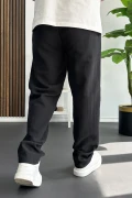 Erkek Beli Düğmeli Pantolon Siyah Edw469