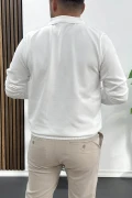 Erkek Açık Yaka Düz Desen Normal Kalıp Kazak Beyaz Edw423