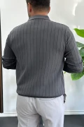 Erkek Açık Yaka Normal Kalıp Kazak Antrasit Edw412