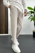 Erkek Asimetrik kesim Daralan Paça Pantolon Krem Edw437