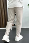 Erkek Asimetrik kesim Daralan Paça Pantolon Krem Edw437