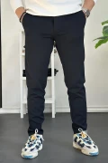 Erkek Beli Düğmeli Dar Paça Jogger Pantolon Lacivert Edw224