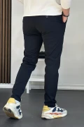 Erkek Beli Düğmeli Dar Paça Jogger Pantolon Lacivert Edw224