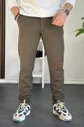 Erkek Beli Düğmeli Dar Paça Jogger Pantolon Yeşil Edw224