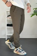 Erkek Beli Düğmeli Dar Paça Jogger Pantolon Yeşil Edw224