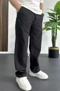 Erkek Beli Lastikli Baggy Kalıp Pantolon Siyah Edw356