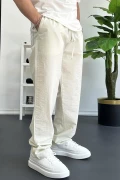 Erkek Beli Lastikli Baggy Rahat Pantolon Krem Edw359