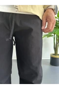 Erkek Beli Lastikli Baggy Rahat Pantolon Siyah Edw359
