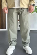 Erkek Beli Lastikli Baggy Rahat Pantolon Yeşil Edw359