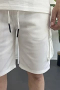 Erkek Beli Lastikli Cepli Şort Beyaz Edw388