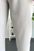 Erkek Beli Lastikli Gofre Kumaş Jogger Pantolon Gri Edw358