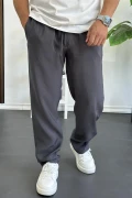 Erkek Beli Lastikli Modal Kumaş Rahat Kesim Pantolon Füme Edw396