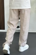 Erkek Beli Lastikli Modal Kumaş Rahat Kesim Pantolon Krem Edw396