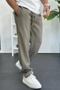 Erkek Beli Lastikli Modal Kumaş Rahat Kesim Pantolon Yeşil Edw396