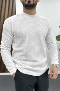 Erkek Bisiklet Yaka Sweatshirt Beyaz Edw436