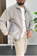 Erkek Cep Detaylı Peluş Hırka Gri Edw432