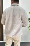 Erkek Cep Detaylı Peluş Hırka Gri Edw432
