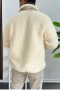 Erkek Cep Detaylı Peluş Hırka Krem Edw432