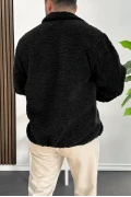 Erkek Cep Detaylı Peluş Hırka Siyah Edw432