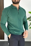 Erkek Çizgi Desenli Normal Kalıp Kazak Yeşil Edw422
