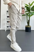 Erkek Dar Paça Jogger Pantolon Bej Edw384
