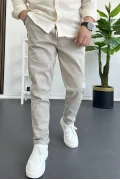 Erkek Dar Paça Jogger Pantolon Bej Edw384