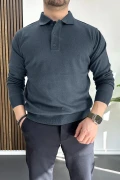 Erkek Düğmeli Polo Yaka Kazak İndigo Edw231