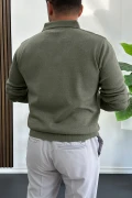 Erkek Düğmeli Polo Yaka Kazak Yeşil Edw231