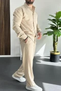 Erkek Gömlek Pantolon Takım Bej Edw268