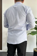 Erkek Hakim Yaka Pamuklu Uzun Kollu Gömlek Açık Mavi Edw175