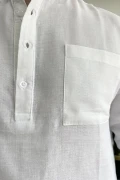 Erkek Hakim Yaka Yarım Patlı Cepli Gömlek Beyaz Edw361