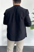 Erkek Hakim Yaka Yarım Patlı Cepli Gömlek Siyah Edw361