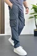 Erkek İnce Baggy Kalıp Kargo Pantolon Füme Edw164