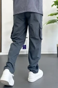 Erkek İnce Baggy Kalıp Kargo Pantolon Füme Edw164