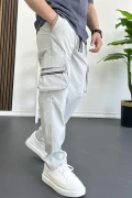 Erkek İnce Baggy Kalıp Kargo Pantolon Gri Edw164