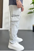 Erkek İnce Baggy Kalıp Kargo Pantolon Gri Edw164