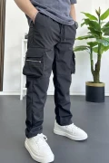 Erkek İnce Baggy Kalıp Kargo Pantolon Siyah Edw164